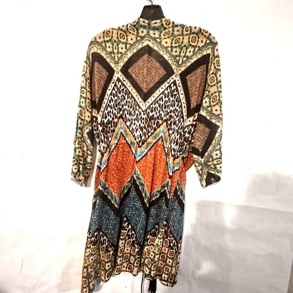 Chicos Size 1 Large Leopard Print Cardigan Tassel Sweater Cotton Shacket Boho - Picture 6 of 6